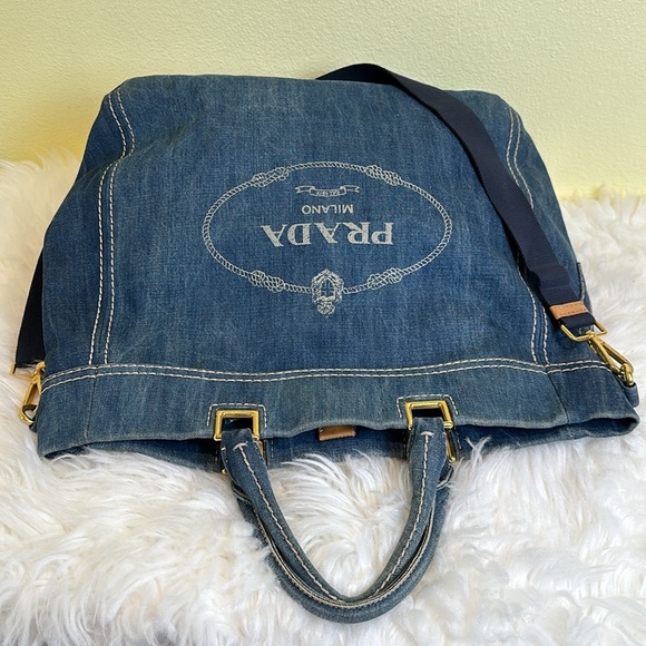 💯Authentic Prada Blue Denim Tote Bag🍀 - Picture 6 of 17